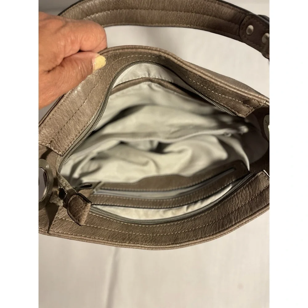 🟡Taupe Faux‎ Leather Shoulder Bag, Minimalist Hobo Purse, Every Day Casual Bag